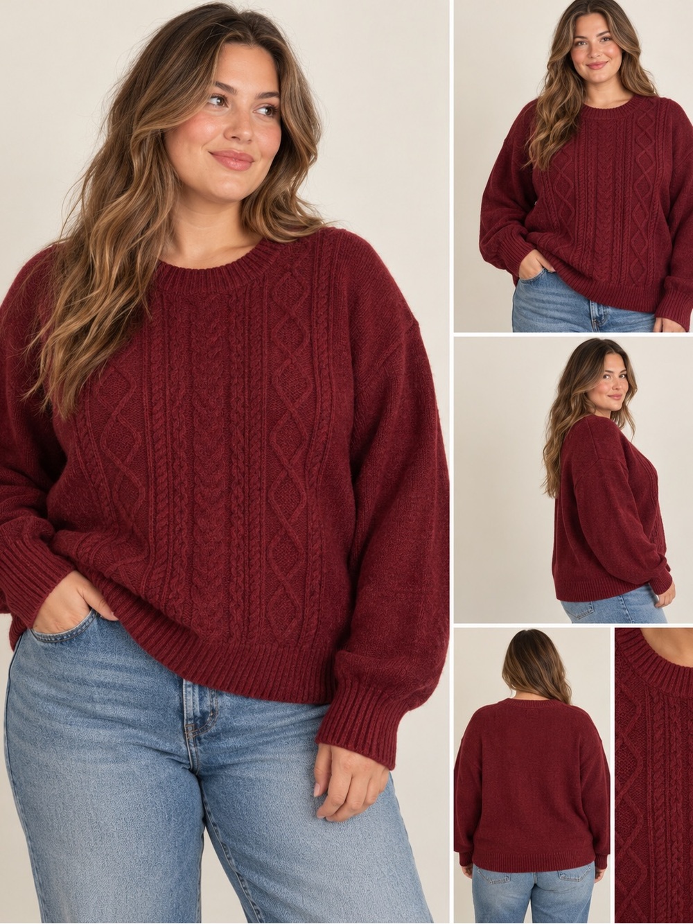 GAP Cable Knit Crewneck Sweater – Burgundy – Size XL – NWT